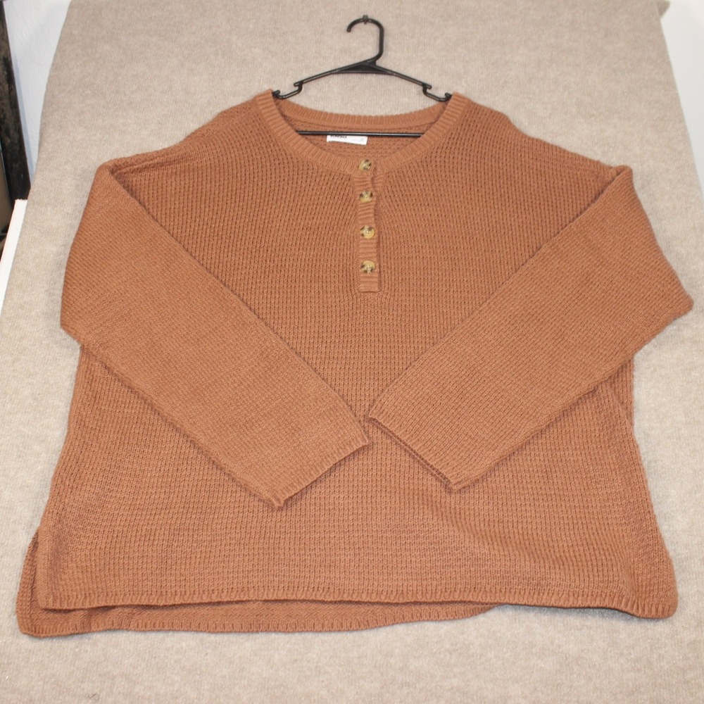 Sonoma‎ Goods For Life Womens XL Henley Sweater Rust Brown Knit Long Sleeve Top